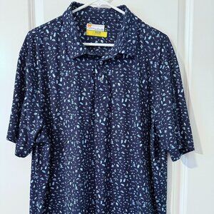 Jack Nicklaus Eco Choice Polo Shirt Blue Pineapples and Beach